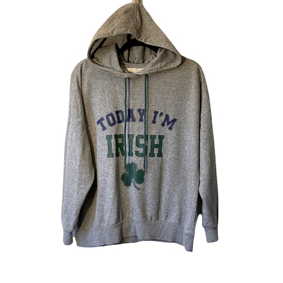 Ultra Flirt Tops - ‘Today I’m Irish’ Gray Hooded Super Cozy Sweatshirt